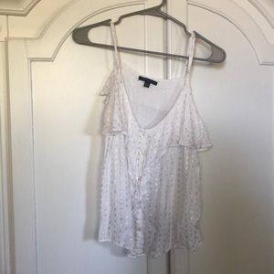 American Eagle creme and gold tank top